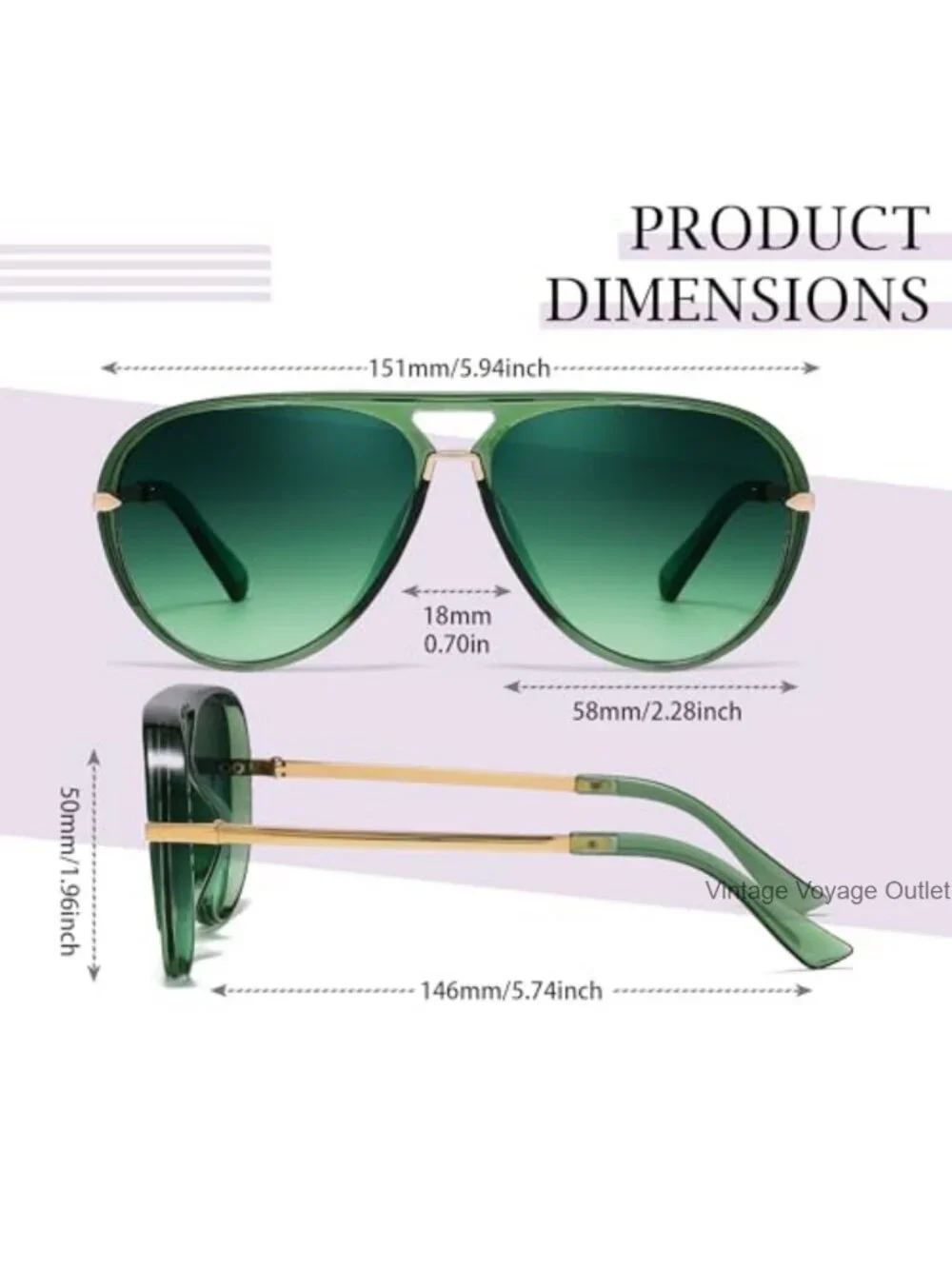 Retro Oversized Aviator Sunglasses for Women with UV Protection